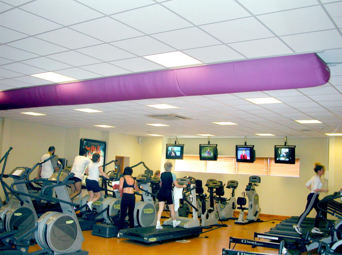 健身房装紫色的半圆形布袋风管
